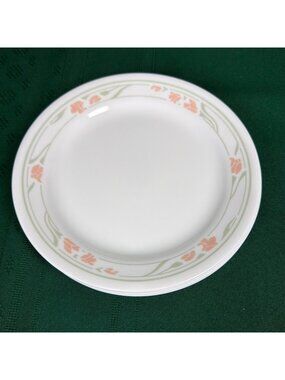 Vintage Lot of 4 Retired 1980s Corelle Corning Salad Bread Plates Peach Garland